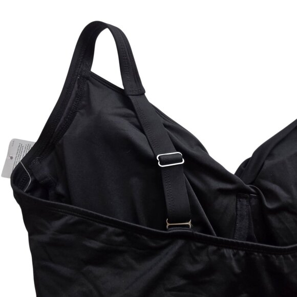 NWT Lands End Black Women's 16DD V-Neck Wrap Underwire Tankini Swimsuit Top - Picture 8 of 15